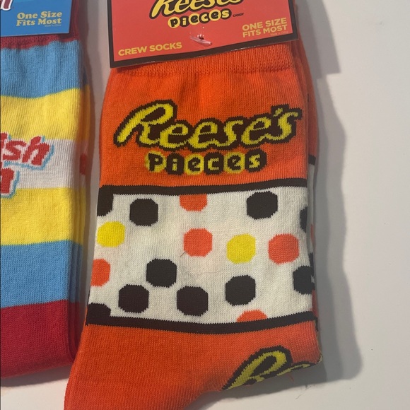 3 Sour Patch Kids, Swedish Fish, Reese's Pieces Crew Socks Set BUNDLE OF 3 - Picture 4 of 4